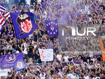 Supporters of ACF FIorentina during the Serie A Enilive match between ACF Fiorentina and AC Monza at Stadio Artemio Franchi on September 01,...