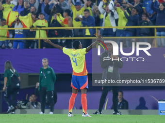 Yunaira Lopez of Colombia celebrates a goal during the 2024 FIFA U-20 Women's World Cup match between Colombia and Australia at El Campin st...