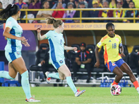 Linda Caicedo of Colombia fights for the ball against Sasha Grove of Australia during the 2024 FIFA U-20 Women's World Cup match between Col...