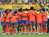 Colombia national team players during the FIFA U-20 Women's World Cup 2024 match between Colombia and Australia at the El Campin stadium in...