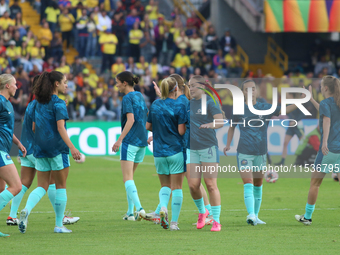 Australia players during the 2024 FIFA U-20 Women's World Cup match between Colombia and Australia at El Campin Stadium in Bogota, Colombia,...