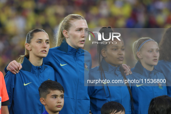 Chloe Lincoln, Ella Buchanan, Naomi Chinnama, and Zara Kruger of the Australia national team during the FIFA U-20 Women's World Cup 2024 mat...