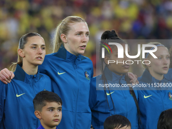 Chloe Lincoln, Ella Buchanan, Naomi Chinnama, and Zara Kruger of the Australia national team during the FIFA U-20 Women's World Cup 2024 mat...