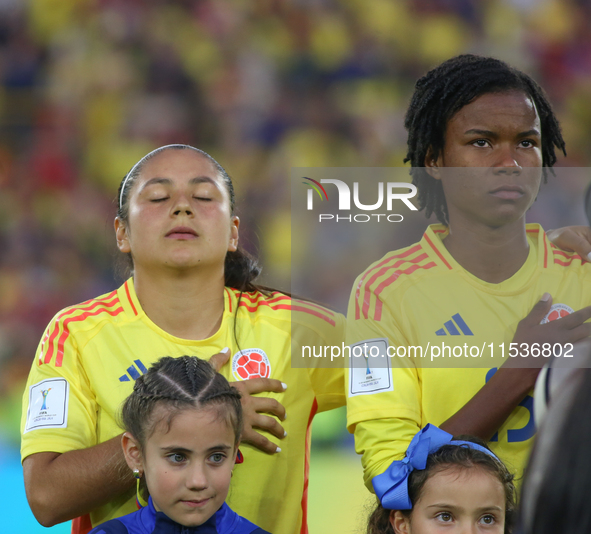 Cristina Motta and Karla Torres of Colombia during the FIFA U-20 Women's World Cup 2024 match between Colombia and Australia at the El Campi...