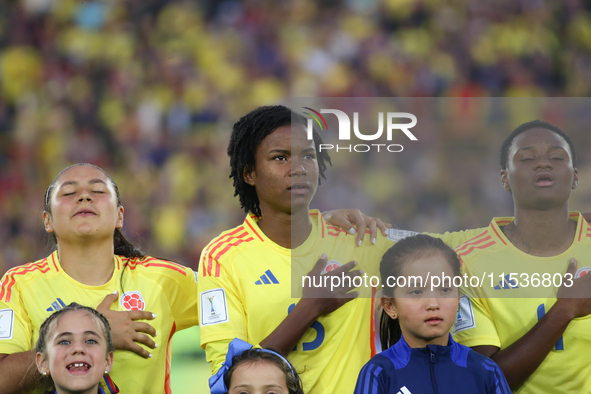 Cristina Motta, Karla Torres, and Yunaira Lopez of Colombia during the FIFA U-20 Women's World Cup 2024 match between Colombia and Australia...