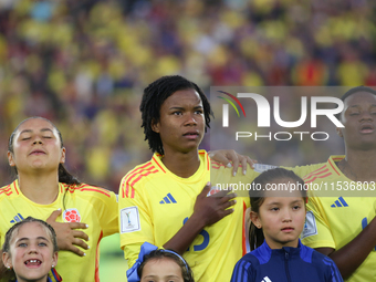 Cristina Motta, Karla Torres, and Yunaira Lopez of Colombia during the FIFA U-20 Women's World Cup 2024 match between Colombia and Australia...