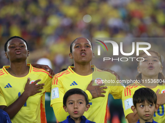 Yunaira Lopez, Mary Jose Alvarez, and Gabriela Rodriguez of Colombia during the FIFA U-20 Women's World Cup 2024 match between Colombia and...