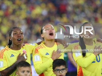 Sintia Cabezas, Juana Ortegon, and Karla Viancha of Colombia during the FIFA U-20 Women's World Cup 2024 match between Colombia and Australi...