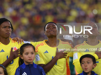 Karla Torres, Yunaira Lopez, and Juana Ortegon of Colombia during the FIFA U-20 Women's World Cup 2024 match between Colombia and Australia...