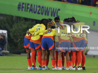 Colombia national team players during the FIFA U-20 Women's World Cup 2024 match between Colombia and Australia at the El Campin stadium in...