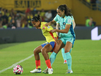 Juana Ortegon of Colombia fights for the ball against Jynaya Dos Santos of Australia during the 2024 FIFA U-20 Women's World Cup match betwe...