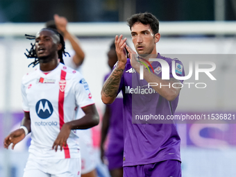 Danilo Cataldi of ACF Fiorentina gestures during the Serie A Enilive match between ACF Fiorentina and AC Monza at Stadio Artemio Franchi on...