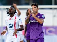 Danilo Cataldi of ACF Fiorentina gestures during the Serie A Enilive match between ACF Fiorentina and AC Monza at Stadio Artemio Franchi on...