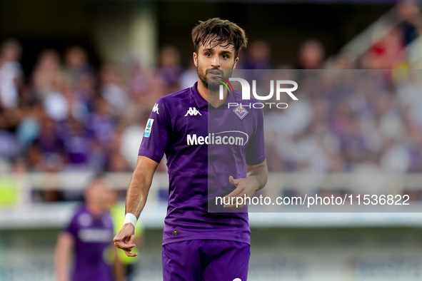 Luca Ranieri of ACF Fiorentina looks on during the Serie A Enilive match between ACF Fiorentina and AC Monza at Stadio Artemio Franchi on Se...