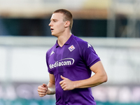 Pietro Comuzzo of ACF Fiorentina looks on during the Serie A Enilive match between ACF Fiorentina and AC Monza at Stadio Artemio Franchi on...