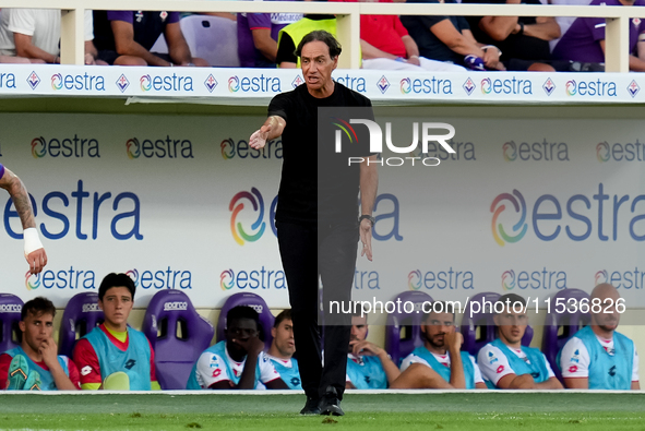 Alessandro Nesta head coach of AC Monza gestures during the Serie A Enilive match between ACF Fiorentina and AC Monza at Stadio Artemio Fran...