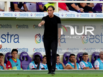 Alessandro Nesta head coach of AC Monza gestures during the Serie A Enilive match between ACF Fiorentina and AC Monza at Stadio Artemio Fran...