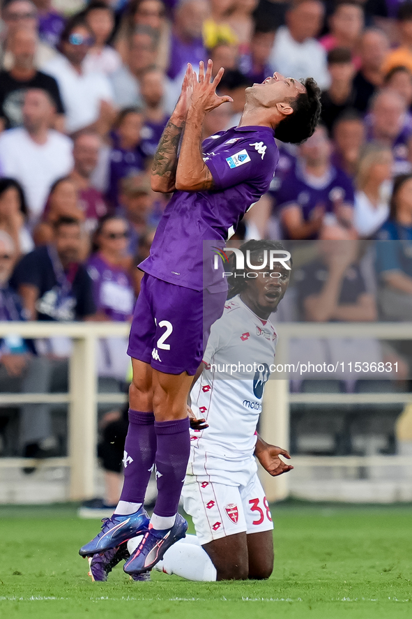 Danilo Cataldi of ACF Fiorentina looks dejected during the Serie A Enilive match between ACF Fiorentina and AC Monza at Stadio Artemio Franc...