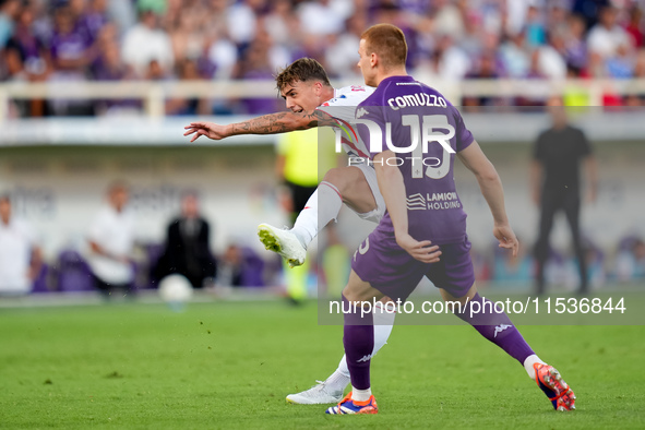 Daniel Maldini of AC Monza scores second goal during the Serie A Enilive match between ACF Fiorentina and AC Monza at Stadio Artemio Franchi...