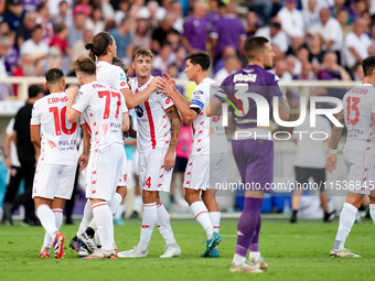 Daniel Maldini of AC Monza celebrates after scoring second goal during the Serie A Enilive match between ACF Fiorentina and AC Monza at Stad...