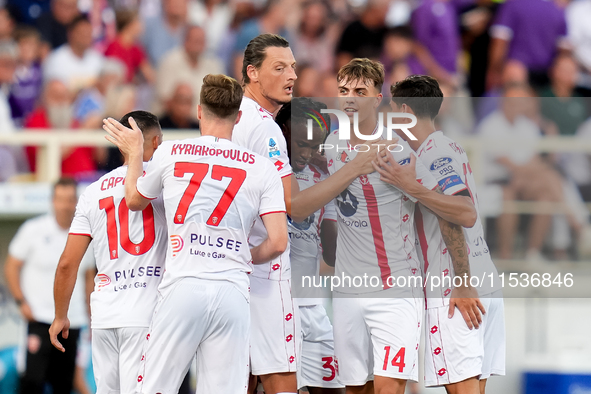 Daniel Maldini of AC Monza celebrates after scoring second goal during the Serie A Enilive match between ACF Fiorentina and AC Monza at Stad...