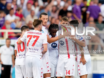 Daniel Maldini of AC Monza celebrates after scoring second goal during the Serie A Enilive match between ACF Fiorentina and AC Monza at Stad...