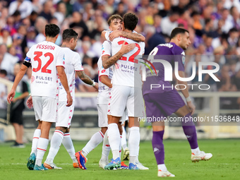 Daniel Maldini of AC Monza celebrates after scoring second goal during the Serie A Enilive match between ACF Fiorentina and AC Monza at Stad...