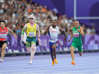 Ageze Salum Kashafali of Norway celebrates winning silver in Men's 100m - T13 Final during the Paris 2024 Paralympic Games at Stade de Franc...