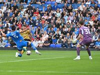 Jack Marriot (11 Wrexham) shoots and scores the first goal during the Sky Bet League 1 match between Peterborough and Wrexham at London Road...