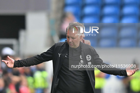 Manager Darren Ferguson of Peterborough United gestures during the Sky Bet League 1 match between Peterborough and Wrexham at London Road in...