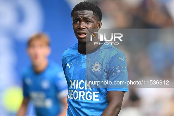 Kwame Poku (11 Peterborough United) looks on during the Sky Bet League 1 match between Peterborough and Wrexham at London Road in Peterborou...