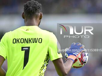 Back of Goalkeeper Arthur Okonkwo (1 Wrexham) during the Sky Bet League 1 match between Peterborough and Wrexham at London Road in Peterboro...