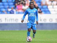 Abraham Odoh (10 Peterborough United) goes forward during the Sky Bet League 1 match between Peterborough and Wrexham in Peterborough, Engla...