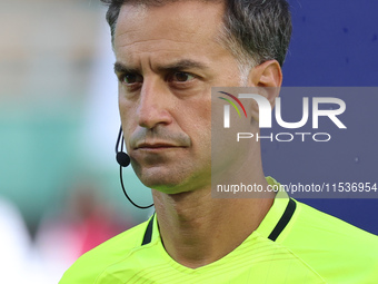 Referee Colombo officiates the Italian Serie A football match between ACF Fiorentina and AC Monza in Florence, Italy, on September 1, 2024,...