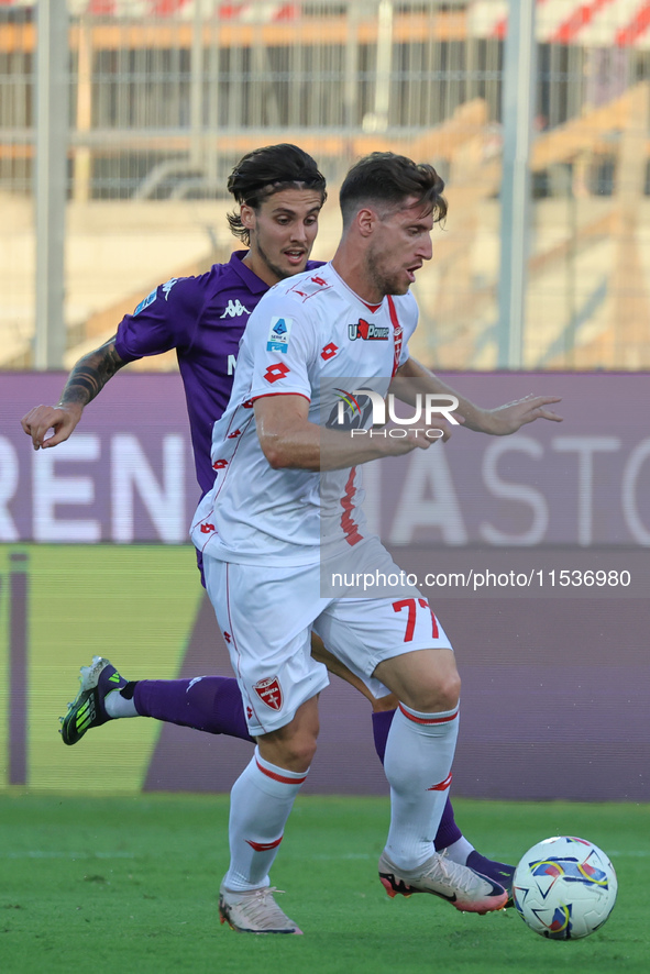 Georgios Kyriakopoulos of AC Monza controls the ball during the Italian Serie A football match between ACF Fiorentina and AC Monza in Floren...