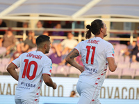 Milan Djuric of AC Monza celebrates after scoring his team's goal during the Italian Serie A football match between ACF Fiorentina and AC Mo...