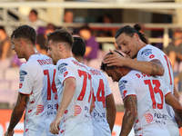 Milan Djuric of AC Monza celebrates after scoring his team's goal during the Italian Serie A football match between ACF Fiorentina and AC Mo...