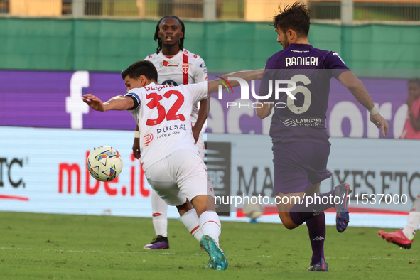 Luca Ranieri of ACF Fiorentina and Matteo Pessina of AC Monza battle for the ball during the Italian Serie A football match between ACF Fior...