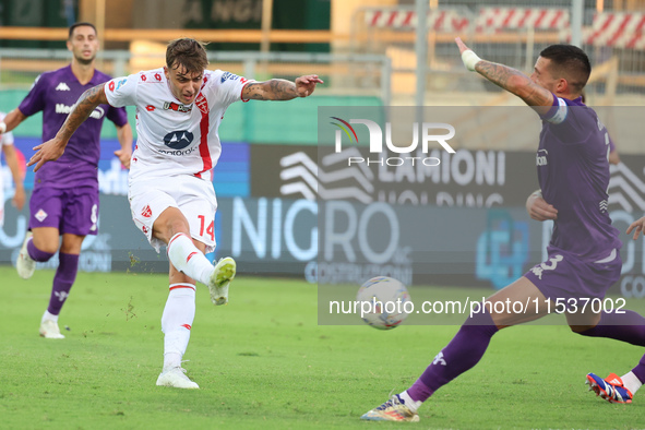 Daniel Maldini of AC Monza controls the ball during the Italian Serie A football match between ACF Fiorentina and AC Monza in Florence, Ital...