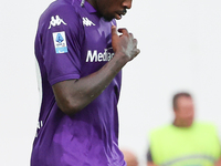 Moise Kean of ACF Fiorentina celebrates after scoring his team's goal during the Italian Serie A football match between ACF Fiorentina and A...