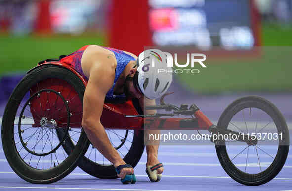 Brian Siemann of United States of America in action in Men's 400m - T53 Final during the Paris 2024 Paralympic Games at Stade de France on S...