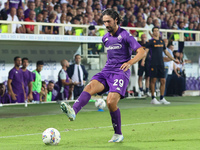 Yacine Adli of ACF Fiorentina controls the ball during the Italian Serie A football match between ACF Fiorentina and AC Monza in Florence, I...