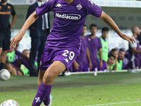 Yacine Adli of ACF Fiorentina controls the ball during the Italian Serie A football match between ACF Fiorentina and AC Monza in Florence, I...