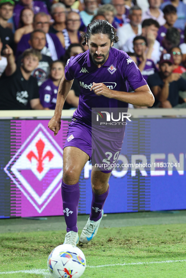 Yacine Adli of ACF Fiorentina controls the ball during the Italian Serie A football match between ACF Fiorentina and AC Monza in Florence, I...