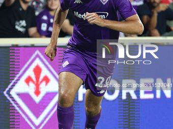 Yacine Adli of ACF Fiorentina controls the ball during the Italian Serie A football match between ACF Fiorentina and AC Monza in Florence, I...