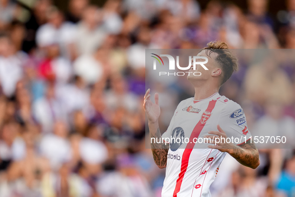 Daniel Maldini of AC Monza looks dejected during the Serie A Enilive match between ACF Fiorentina and AC Monza at Stadio Artemio Franchi on...