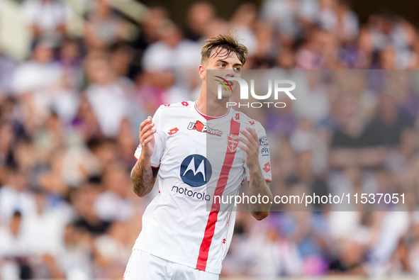 Daniel Maldini of AC Monza looks dejected during the Serie A Enilive match between ACF Fiorentina and AC Monza at Stadio Artemio Franchi on...