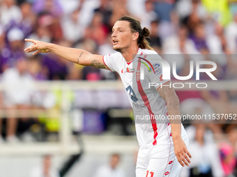 Milan Djuric of AC Monza gestures during the Serie A Enilive match between ACF Fiorentina and AC Monza at Stadio Artemio Franchi on Septembe...