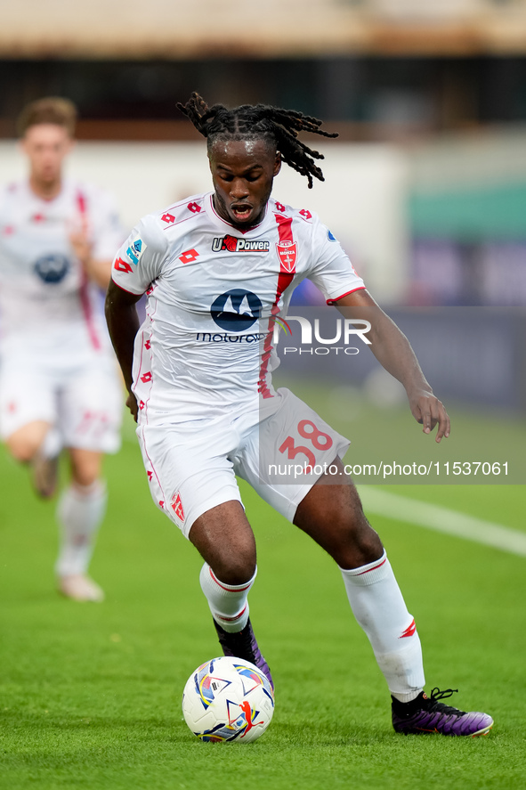 Warren Bondo of AC Monza during the Serie A Enilive match between ACF Fiorentina and AC Monza at Stadio Artemio Franchi on September 01, 202...