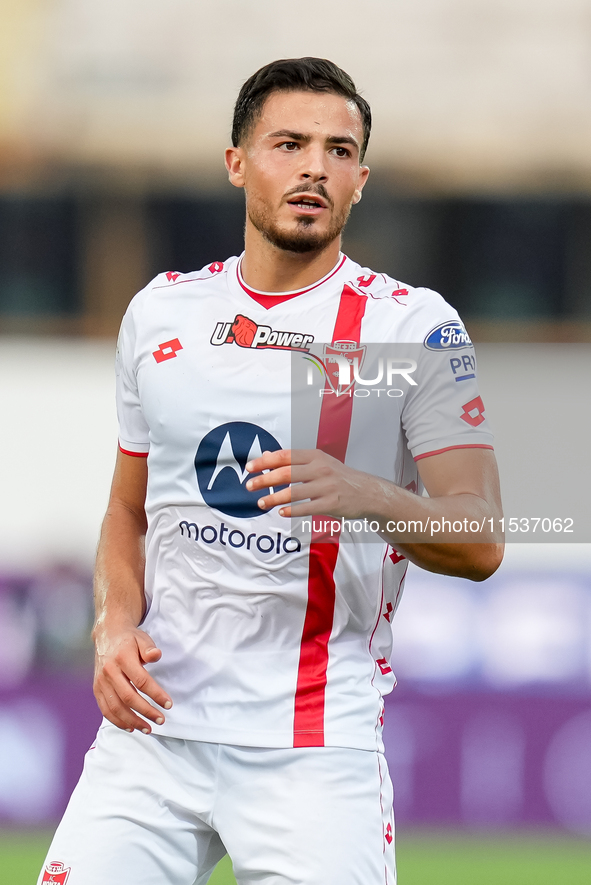 Andrea Carboni of AC Monza looks on during the Serie A Enilive match between ACF Fiorentina and AC Monza at Stadio Artemio Franchi on Septem...